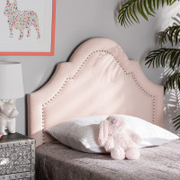 Baxton Studio BBT6567-Light Pink-HB-Twin Rita Modern and Contemporary Light Pink Velvet Fabric Upholstered Twin Size Headboard
